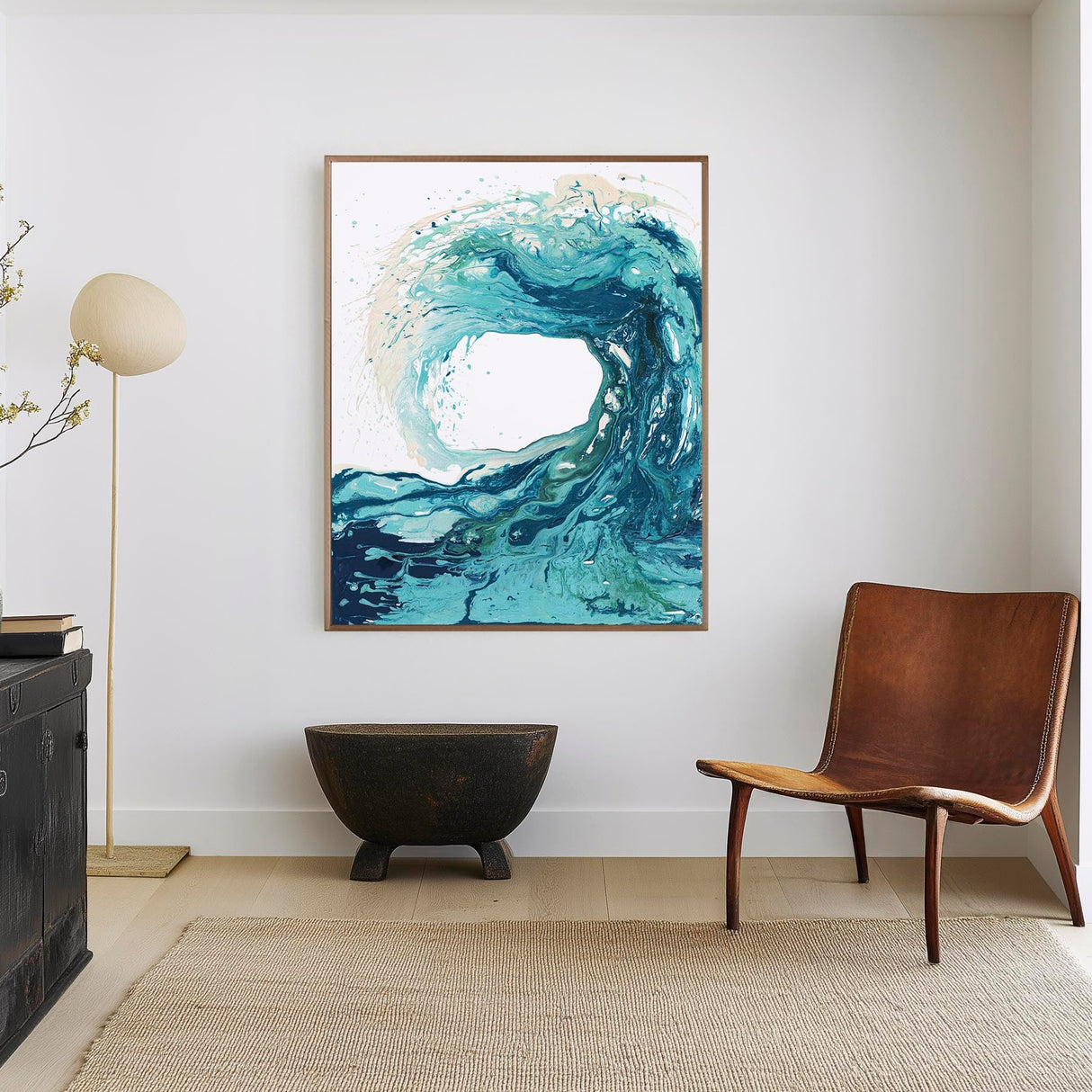 'Sandbanks Wave' Abstract Ocean Wave Print, Blue And Turquoise Surf Art Print For Coastal Home Interiors And Beach Theme Wall Decor