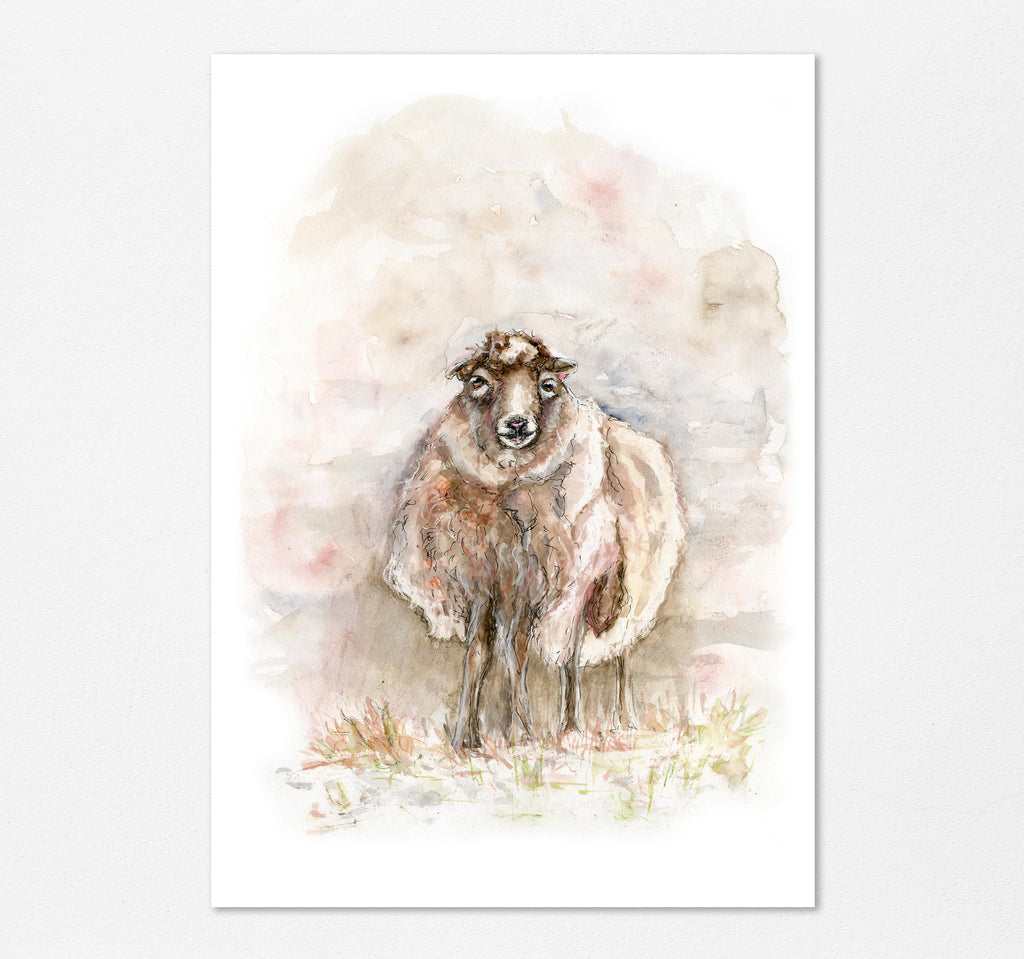 Watercolor sheep art, perfect for a cozy living space, sheep print for walls, Watercolor sheep art, Rustic Farm house Decor
