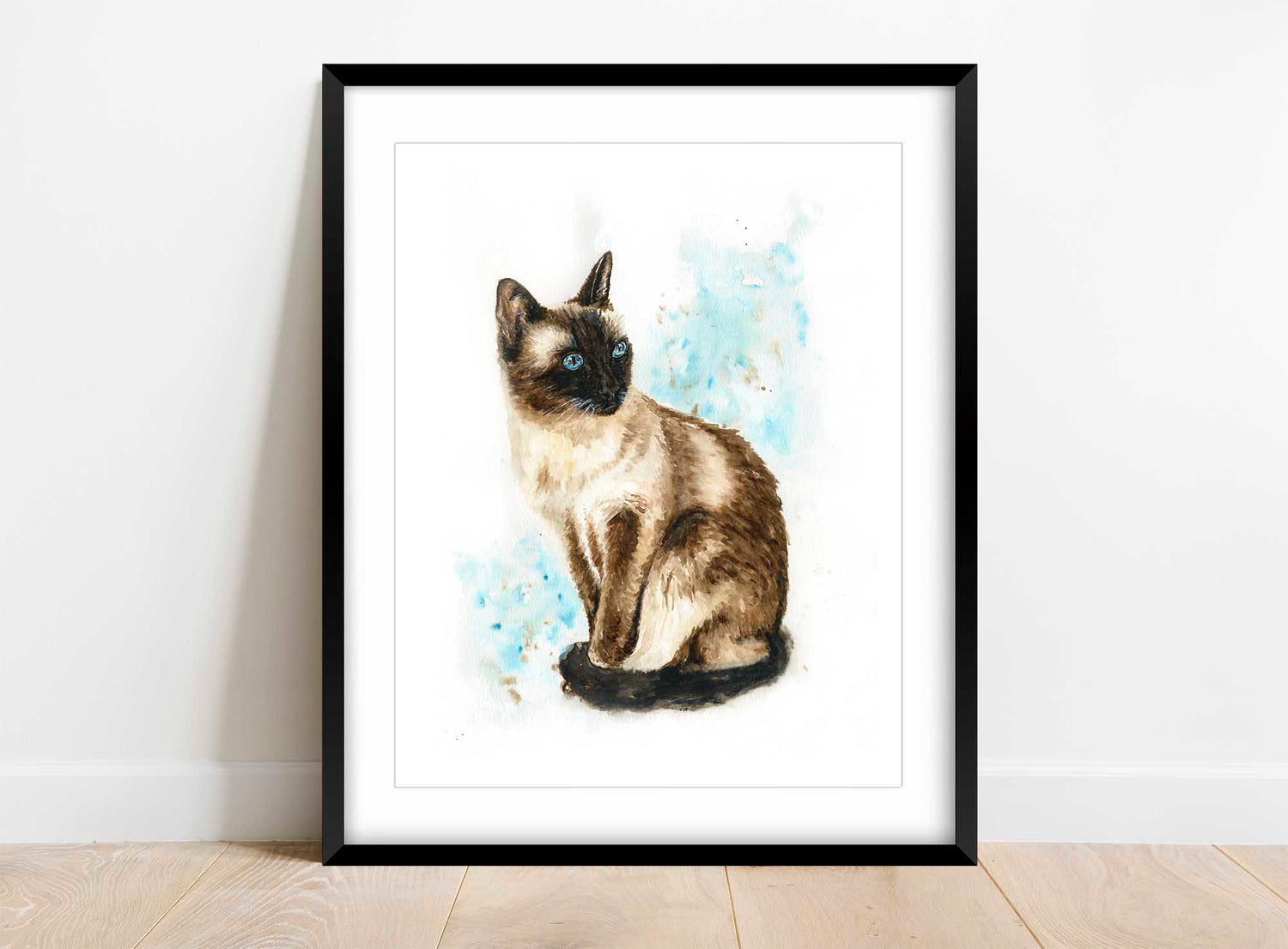 Handcrafted Siamese cat art print for art enthusiasts, Whimsical Siamese cat decor for a touch of personality