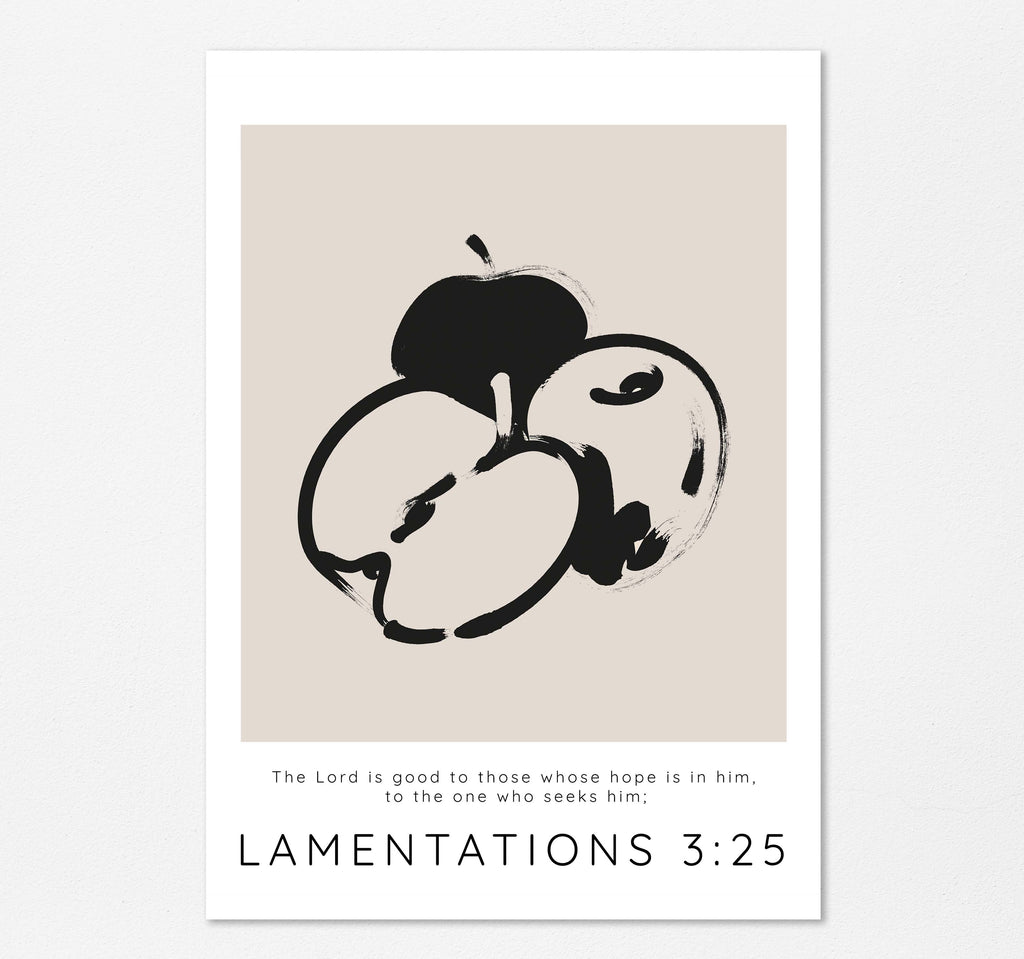Inspirational verse print, Christian home accents, hope in Him, Modern faith art, Lamentations 3:25 quote, neutral palette
