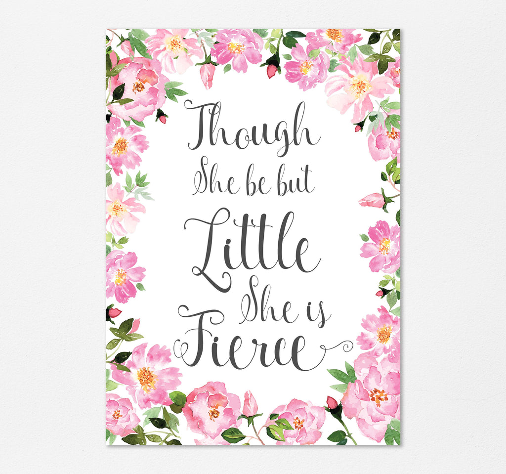 Charming delicate nursery decor in pink and white, Thoughtful gift for a baby girl's nursery - Though She Be But Little Print