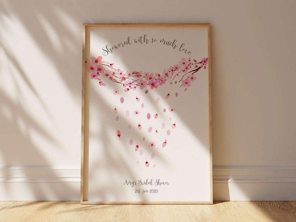 Cherry Blossom Branches Guest Book Keepsake, Customizable Cherry Blossom Wedding Shower Fingerprint Art