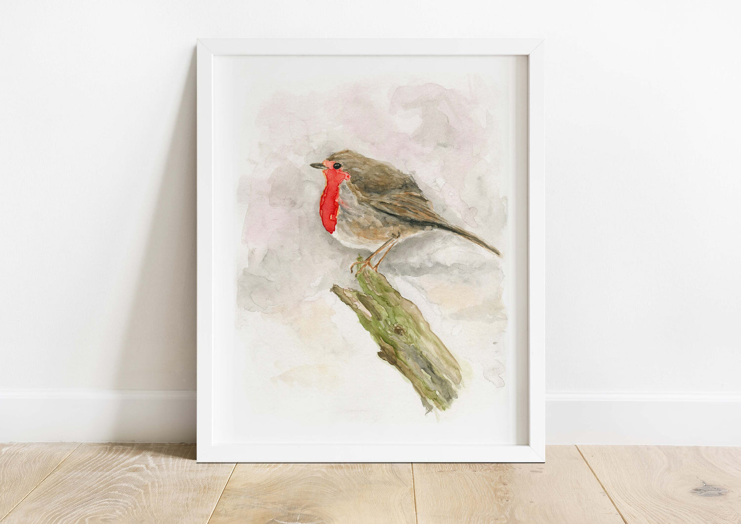 Delicate robin watercolour art print, Vibrant bird painting of a robin, Nature-inspired robin artwork for walls, robin bird wall art
