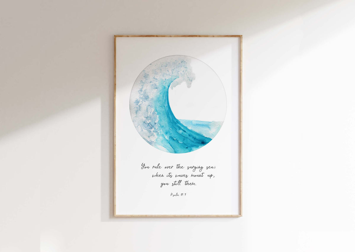 You Rule Over The Surging Sea, Psalm 89 Wall Art Ocean Bible Verse 