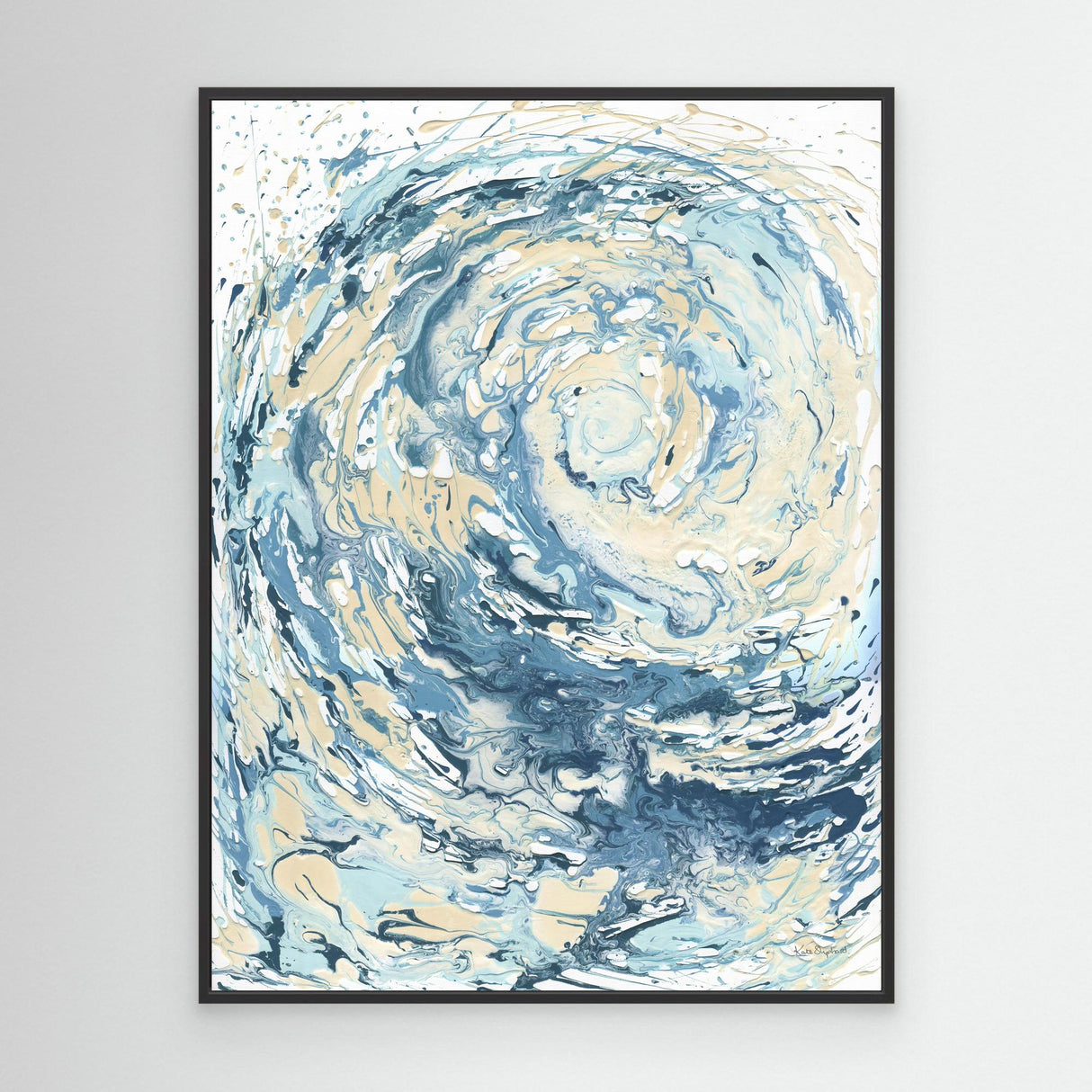 'Wave I' - Abstract ocean art canvas print capturing the wild energy of a breaking wave in turquoise, teal and deep navy — blue wave canvas print for coastal living and contemporary homes, by Crafty Cow Design.