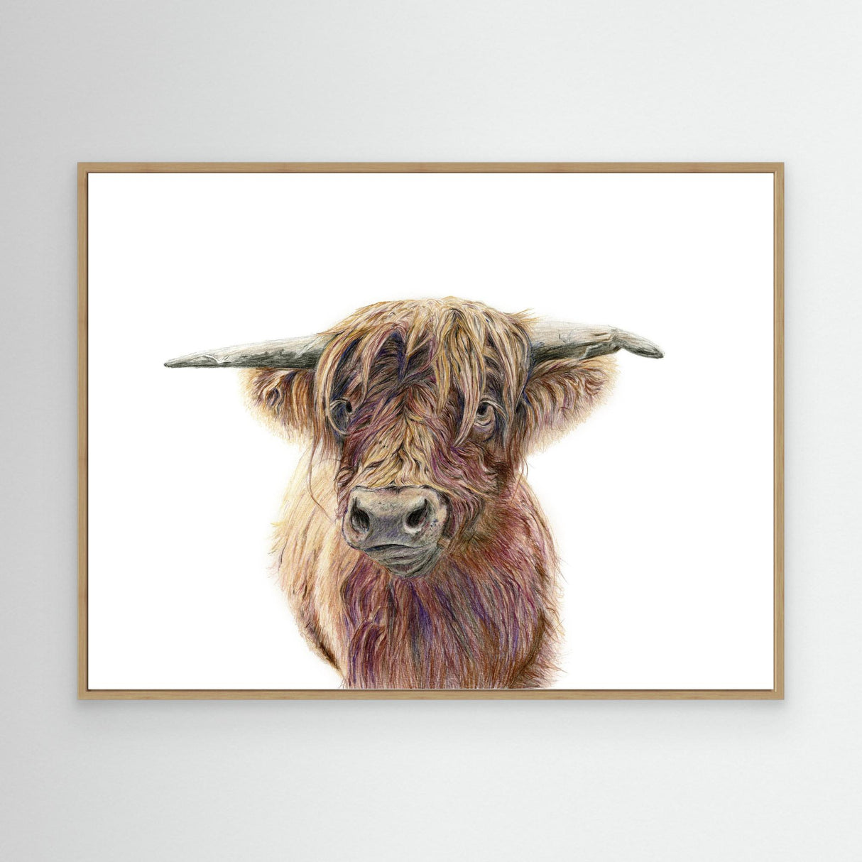 'Wild & Woolly' - Highland cow art print in rich warm russet tones, home decor rustic farm animal canvas for country homes by Crafty Cow Design.