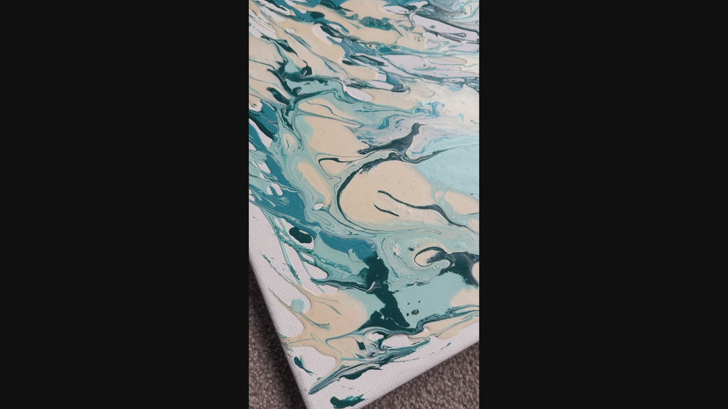 Blue Abstract Ocean Art, Ocean Wave Canvas Acrylic Painting Original, Large Acrylic Ocean Wave Canvas Painting, Ocean Wave Canvas