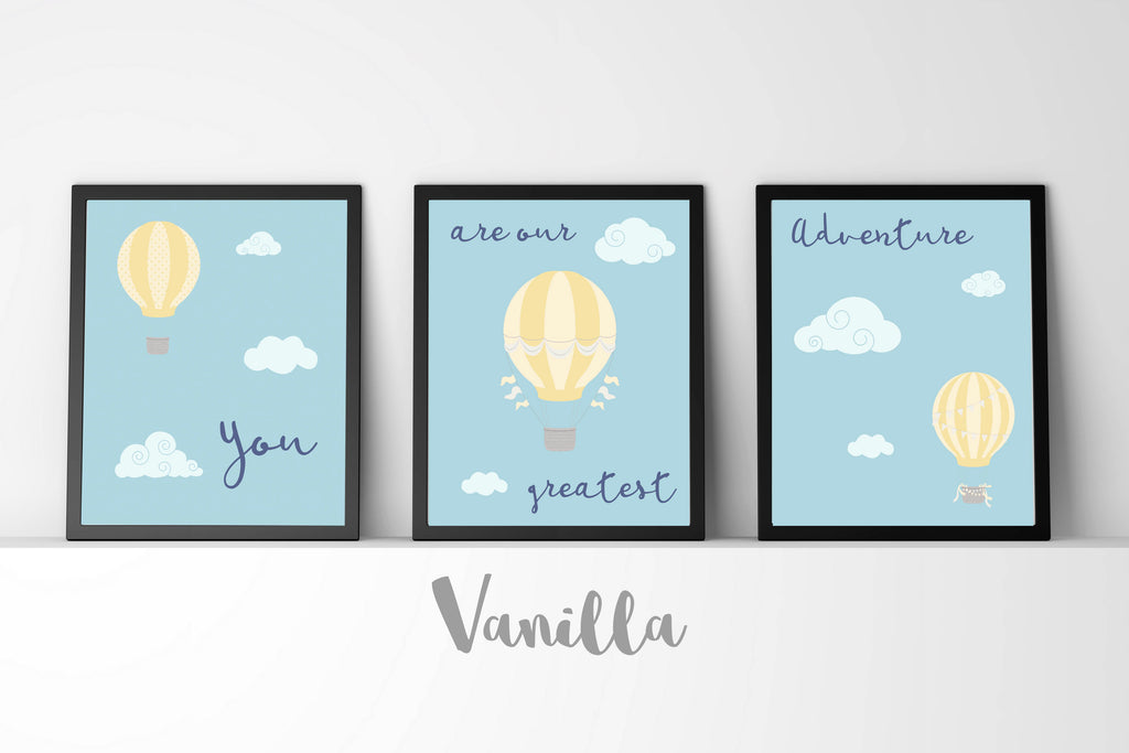 You Are Our Greatest Adventure, Hot Air Balloon Nursery, Set of 3 Prints, Gifts for Expectant Mothers