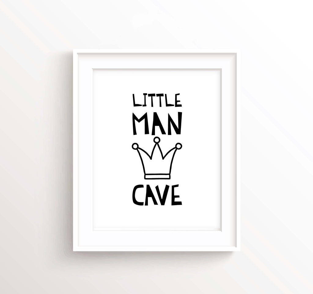 Black and White Nursery Boy Room, Little Man Cave Print, Little Man Cave Wall Art, Monochrome Nursery Prints