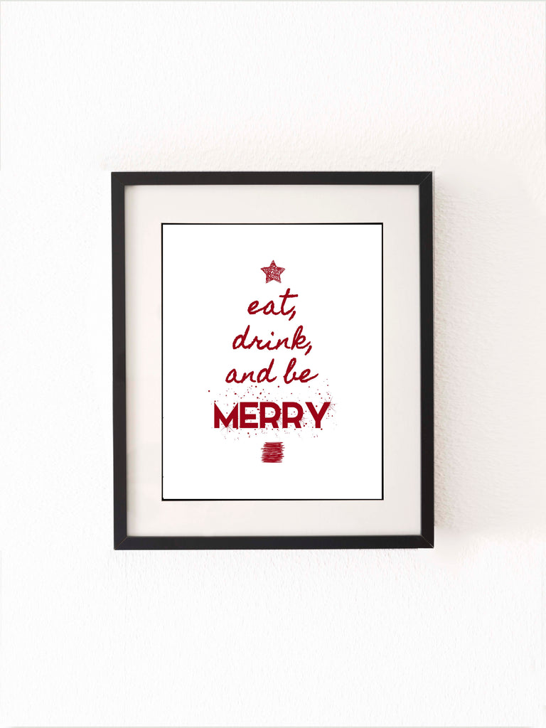 Eat Drink and Be Merry Wall Art Print, Christmas Kitchen Wall Decor, kitchen wall art, christmas kitchen decor, merry