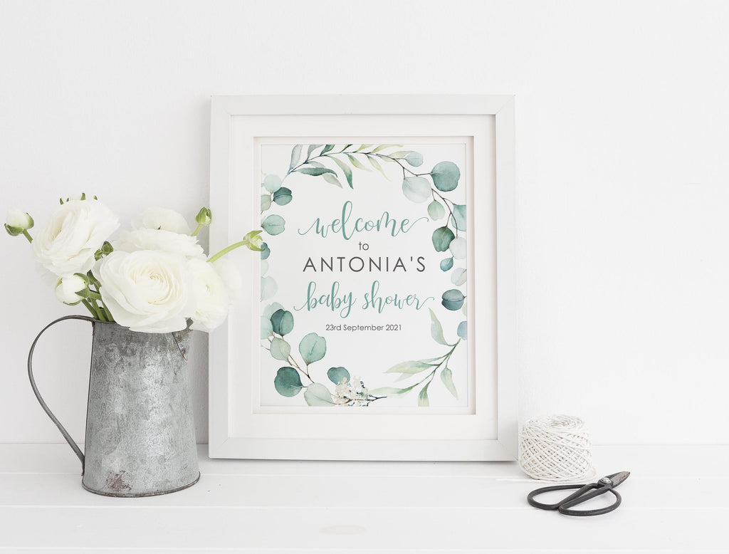 Baby shower welcome print, botanical baby shower ideas, baby shower welcome poster, botanical baby shower welcome ideas