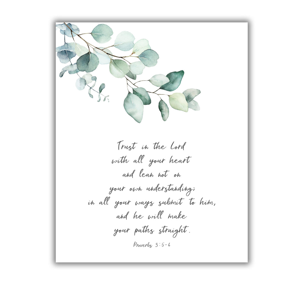 Trust in the Lord Print, Proverbs 3 5-6 Wall Art, Christian Pictures with Scriptures, amazing christian pictures