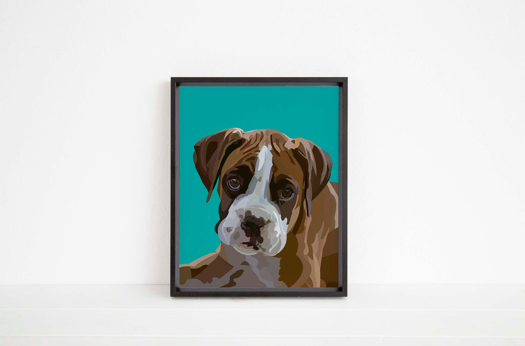 dog popart, dog pop art, puppy pop art, pop art puppy, pop art dog, boxer dog art uk, dog wall art, boxer dog wall art