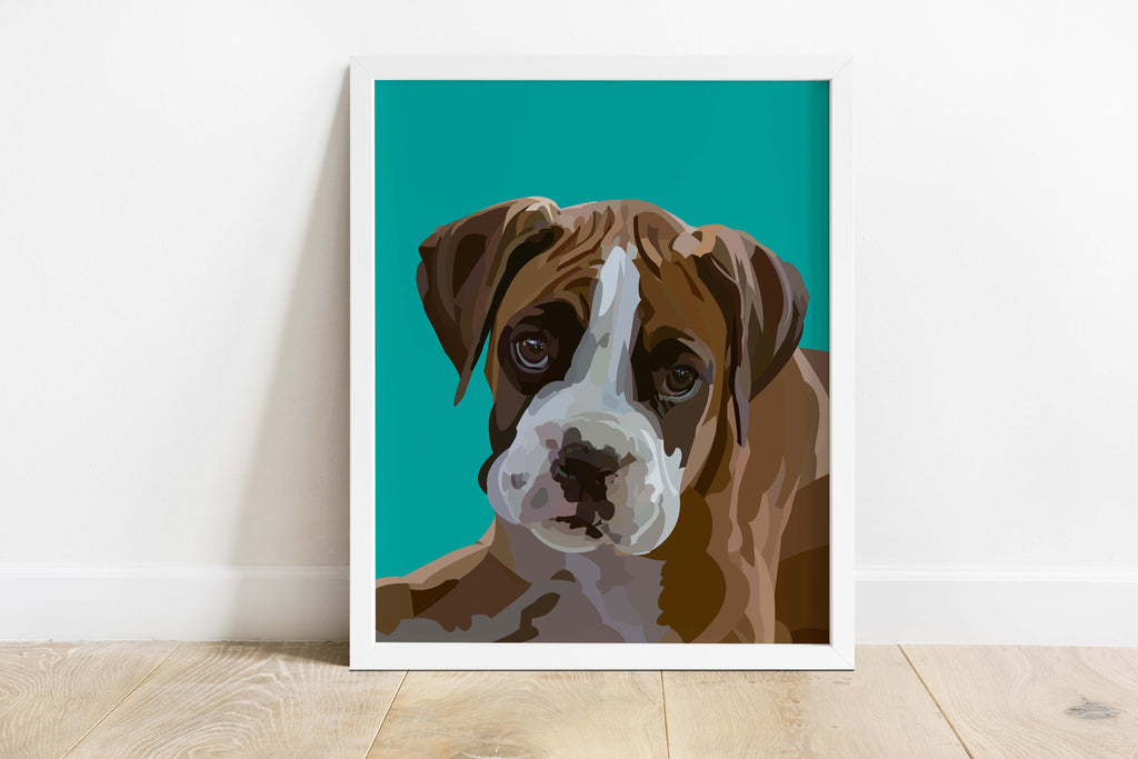 Boxer Dog Pop Art Decor, Boxer Dog Fine Art Print, Pop Art Dog Prints, boxer dog art, boxer puppy art, popart puppy, popart dog