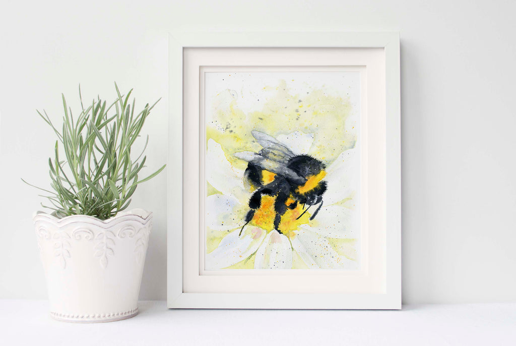 bumblebee watercolour, bee prints, bee wall art prints, bee poster, insect watercolor, insect watercolour, beekeeper gift