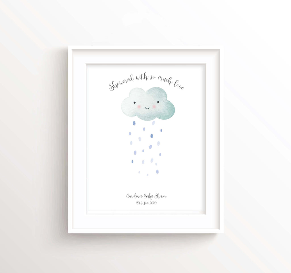 Cloud Fingerprint Keepsake Baby Shower Gifts, Cloud Baby Shower Decorations Unisex Print Wall Art, Cool Baby Shower Idea