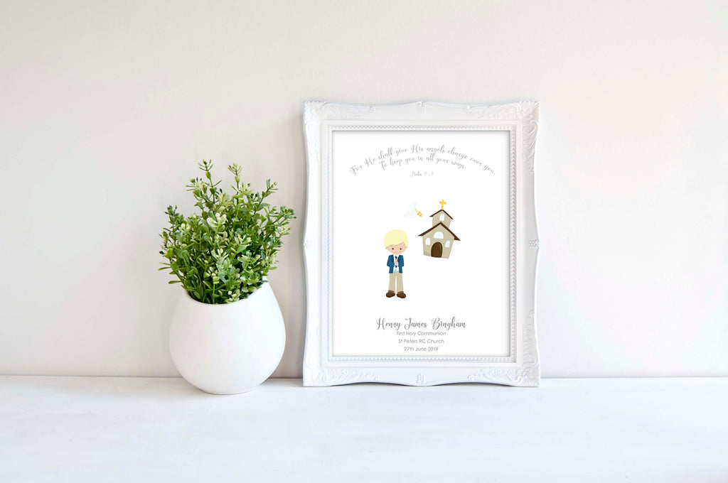First Communion Gifts, Psalm 91 Print, Holy Communion Gift Girl, Bespoke Communion Print with Psalm 91 Scripture
