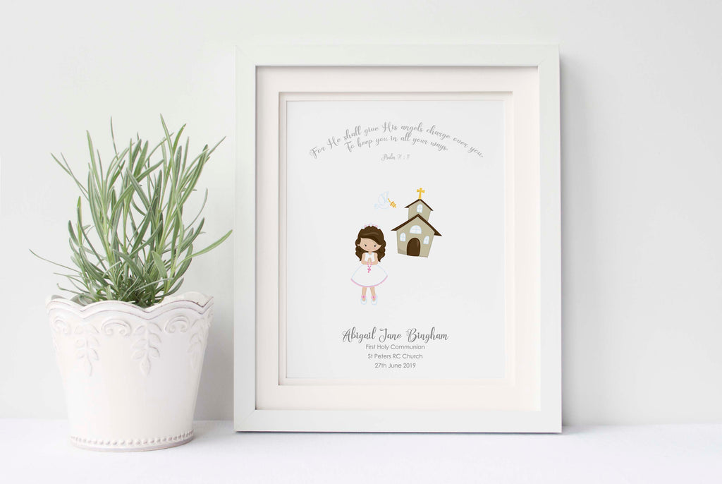 first communion keepsakes, holy communion gifts for son, first communion gifts from grandparents, Communion Print with Psalm 91