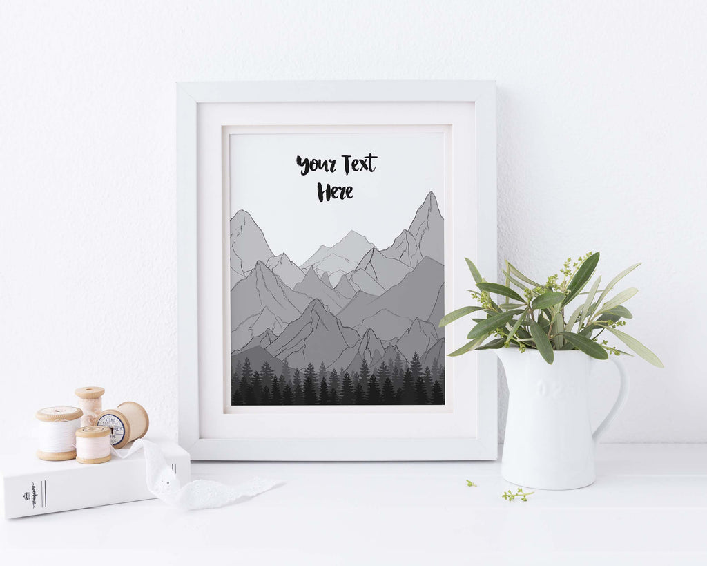custom quote mountain wall art, custom quote mountain print, mountain gift ideas, gift for mountain lovers