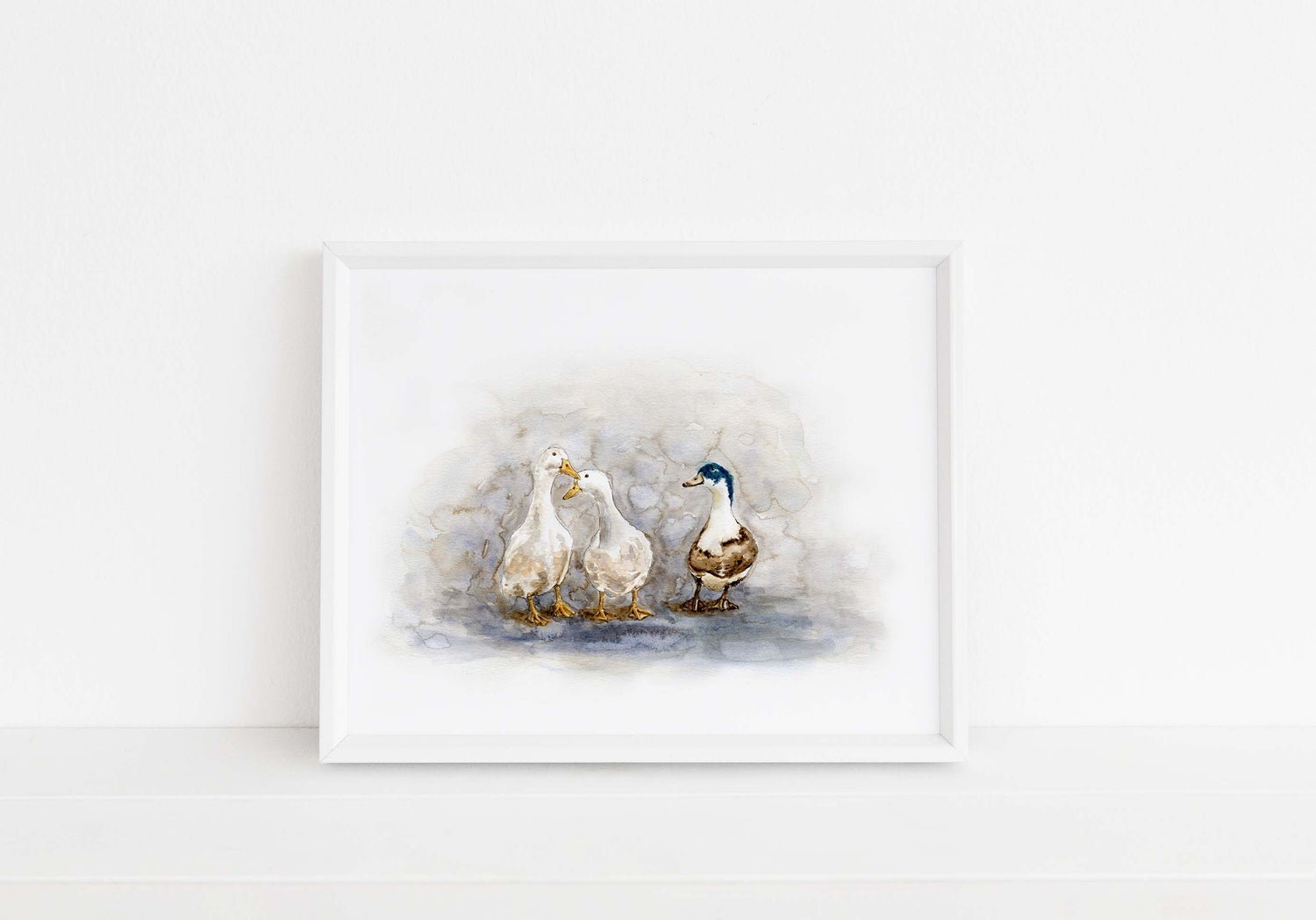 watercolor ducks, farmyard decor, farmhouse kitchen art, kitchen decor, farm decor, farmhouse wall art, farm house decor