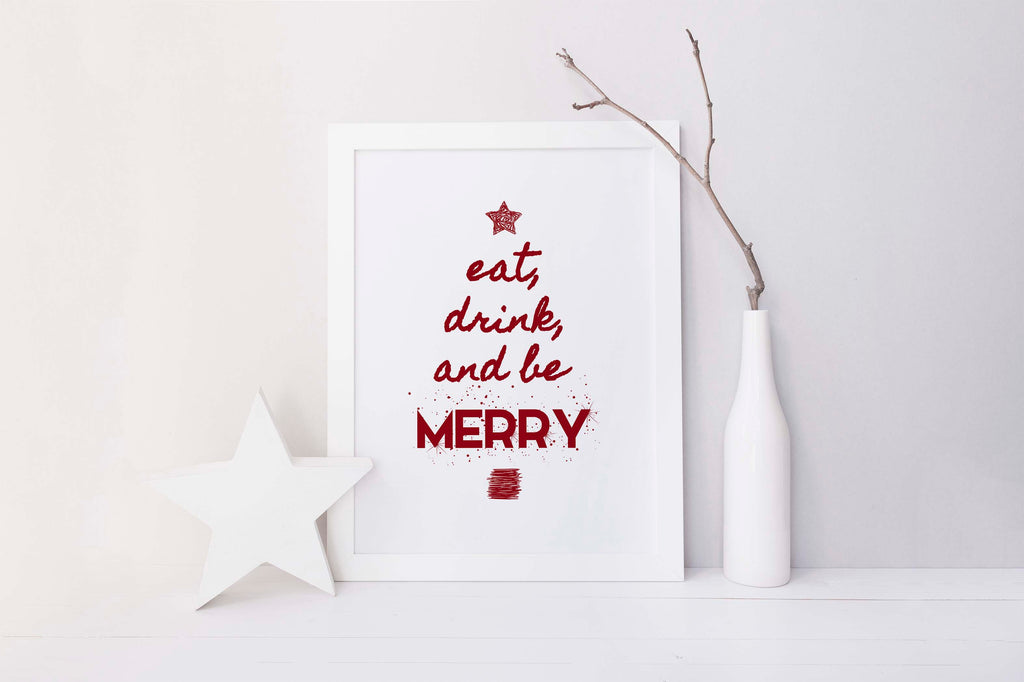 Eat Drink and Be Merry Wall Art Print, Christmas Kitchen Wall Decor, kitchen wall art, christmas kitchen decor, merry