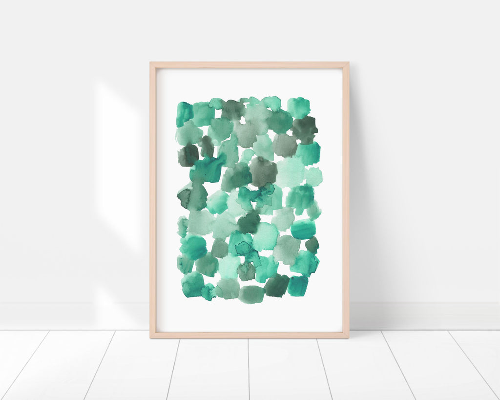 green Abstract Art Prints, emerald green Wall Decor, Watercolor Abstract Art, green abstract wall art uk, Over The Bed Wall Decor