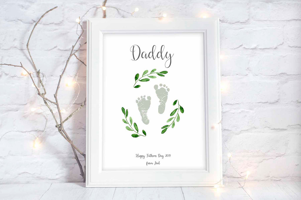 Baby Footprint Wall Art, Personalised Fathers Day Gifts from Baby Boy, Meaningful Father's Day Gifts from Daughter,