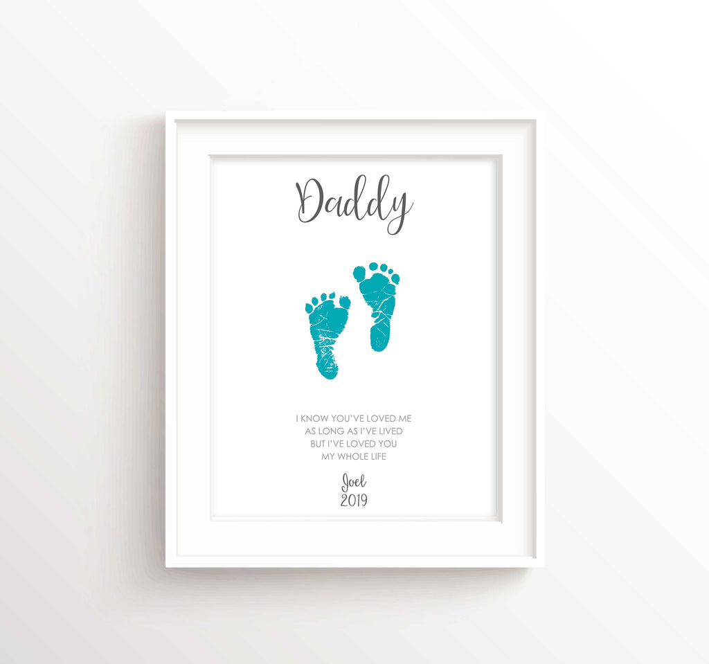 Footrpint Art for Dad Gifts from Baby, Fathers Day Gift from Baby