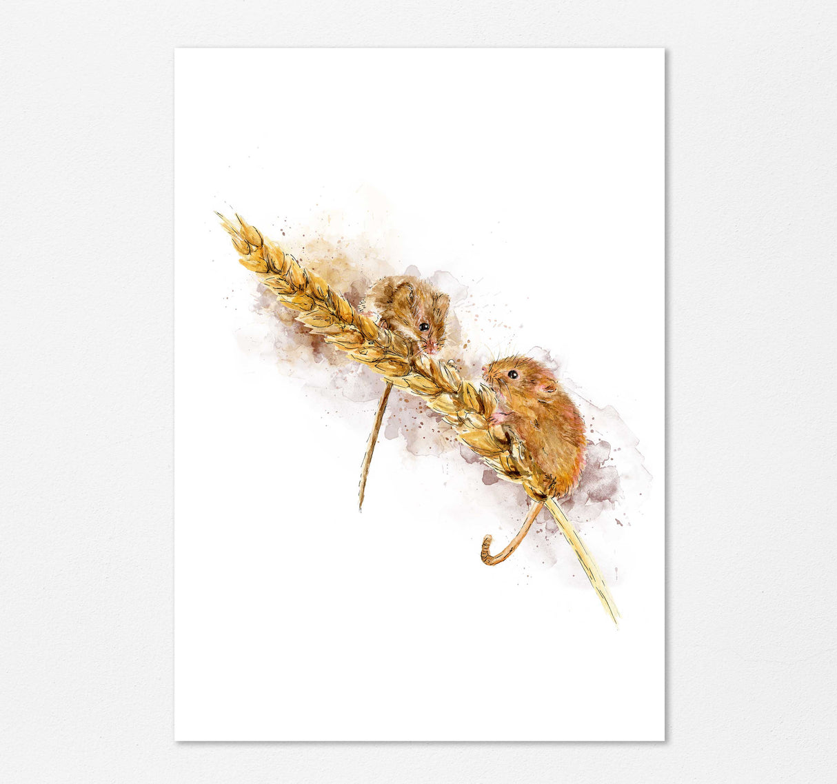 Mouse Art Farmhouse Prints, Rustic Wall Art Watercolor Painting Print, Cottagecore Room Decor Animal Art, Country Home Cottage Core Decor