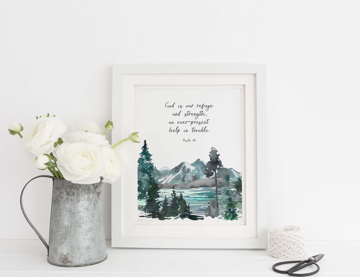 bible verse home decor, bible verse mountain, bible verse about hope, bible verse about strength, mountain wall art