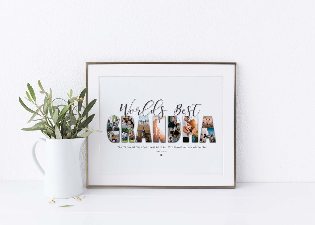 Grandma Photo Collage Art Print, Personalised Grandma Photo Gifts, grandma mothers day gift, custom grandma gift idea
