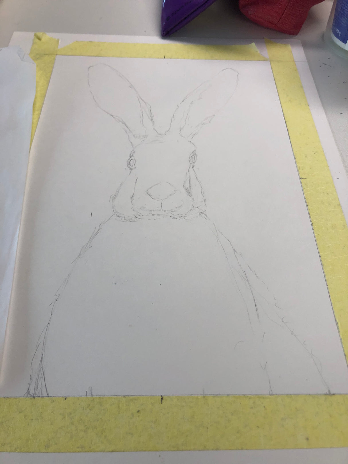 Hare Watercolour Painting - Work in Progress