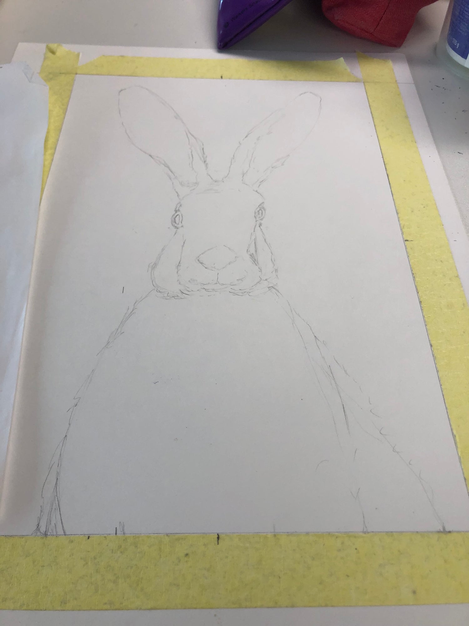 Hare Watercolour Painting - Work in Progress