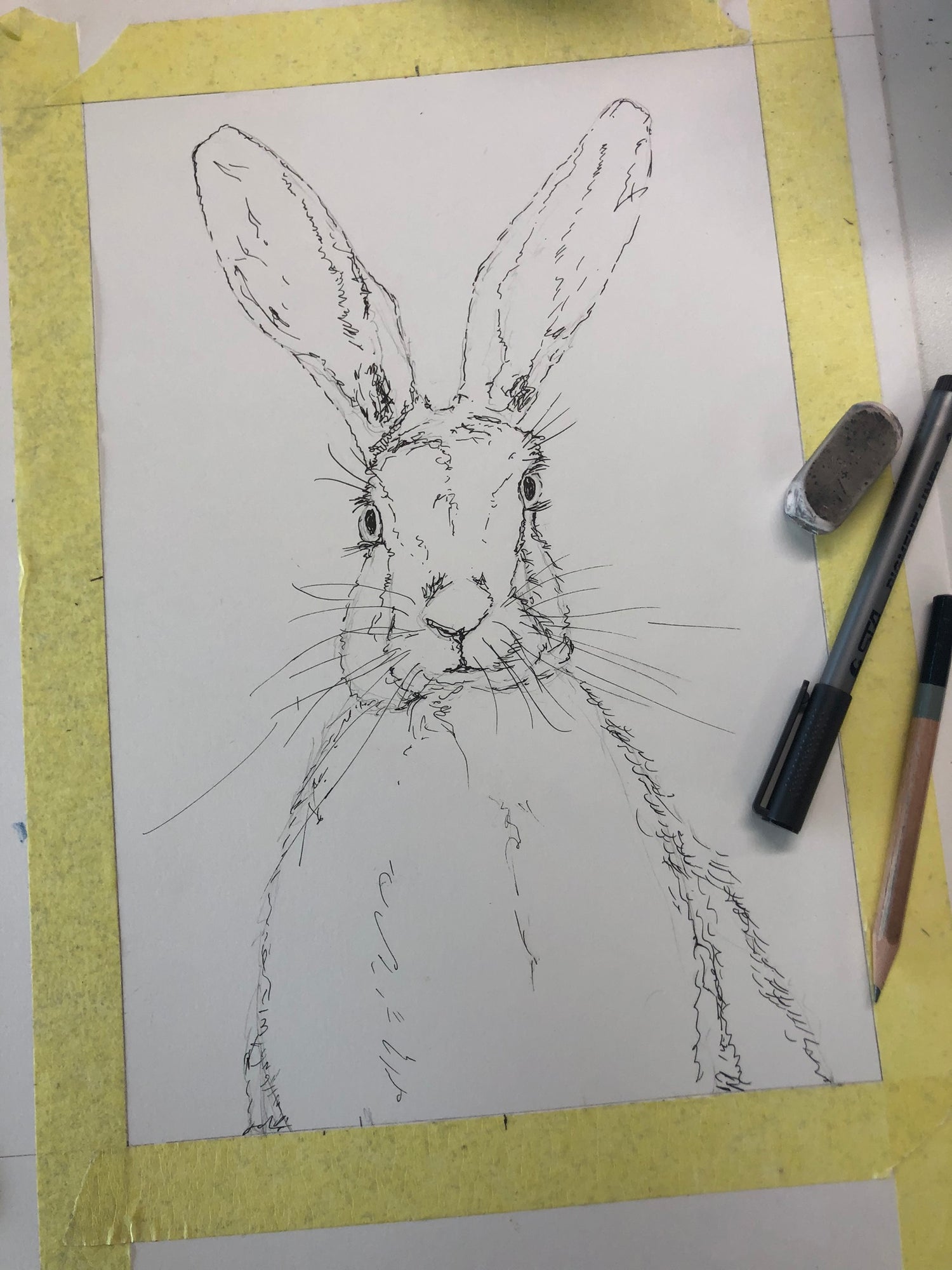 Hare Watercolour Painting - Work in Progress