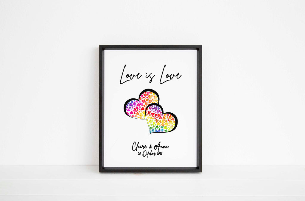 lgbt wedding gift ideas, gifts for lesbian wedding, hers and hers gifts uk, gifts for gay wedding, love is love printable