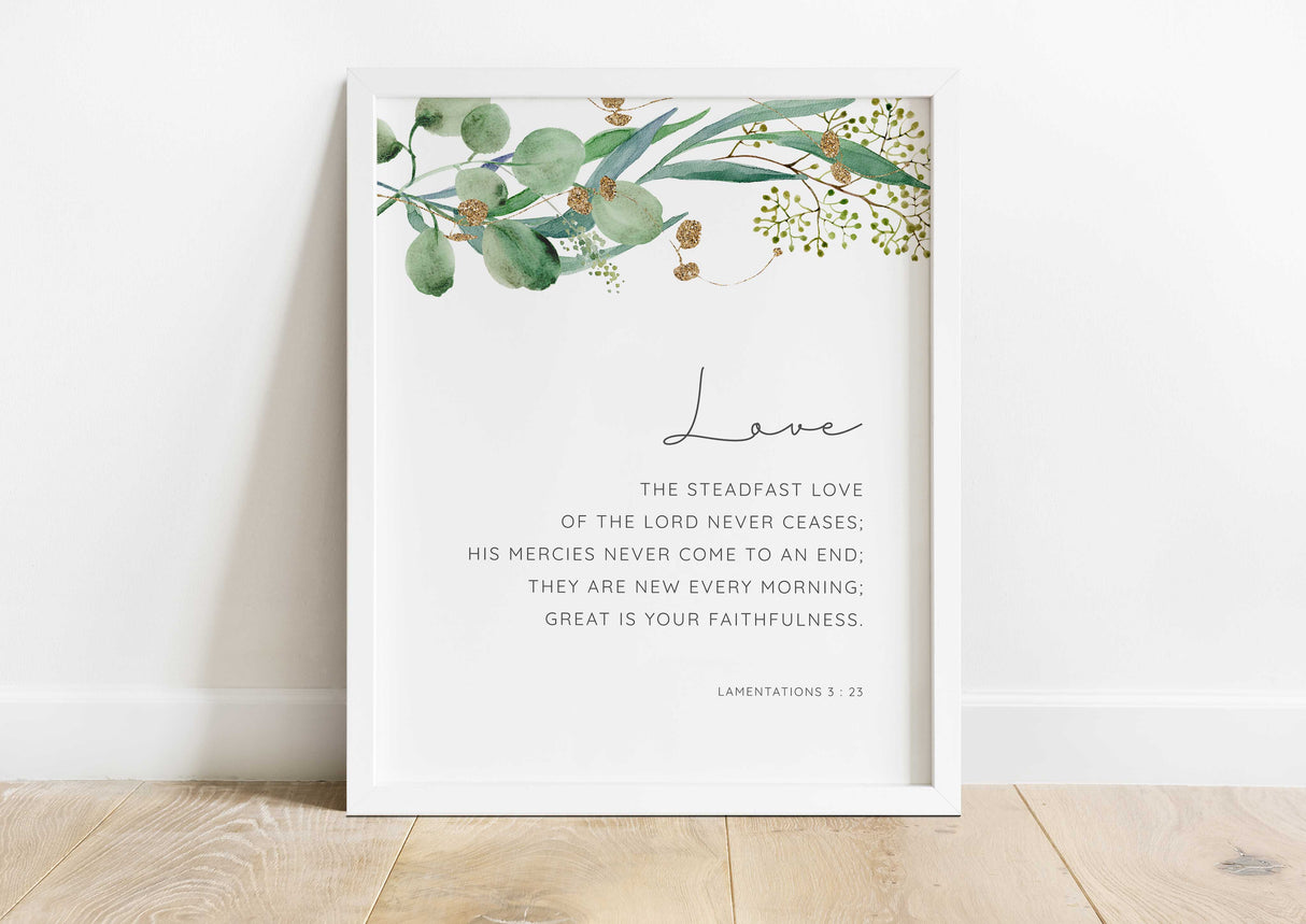 His mercies Are New Every Morning Wall Art, Botanical Christian Art, Lamentations wall art, lamentations print, scripture art