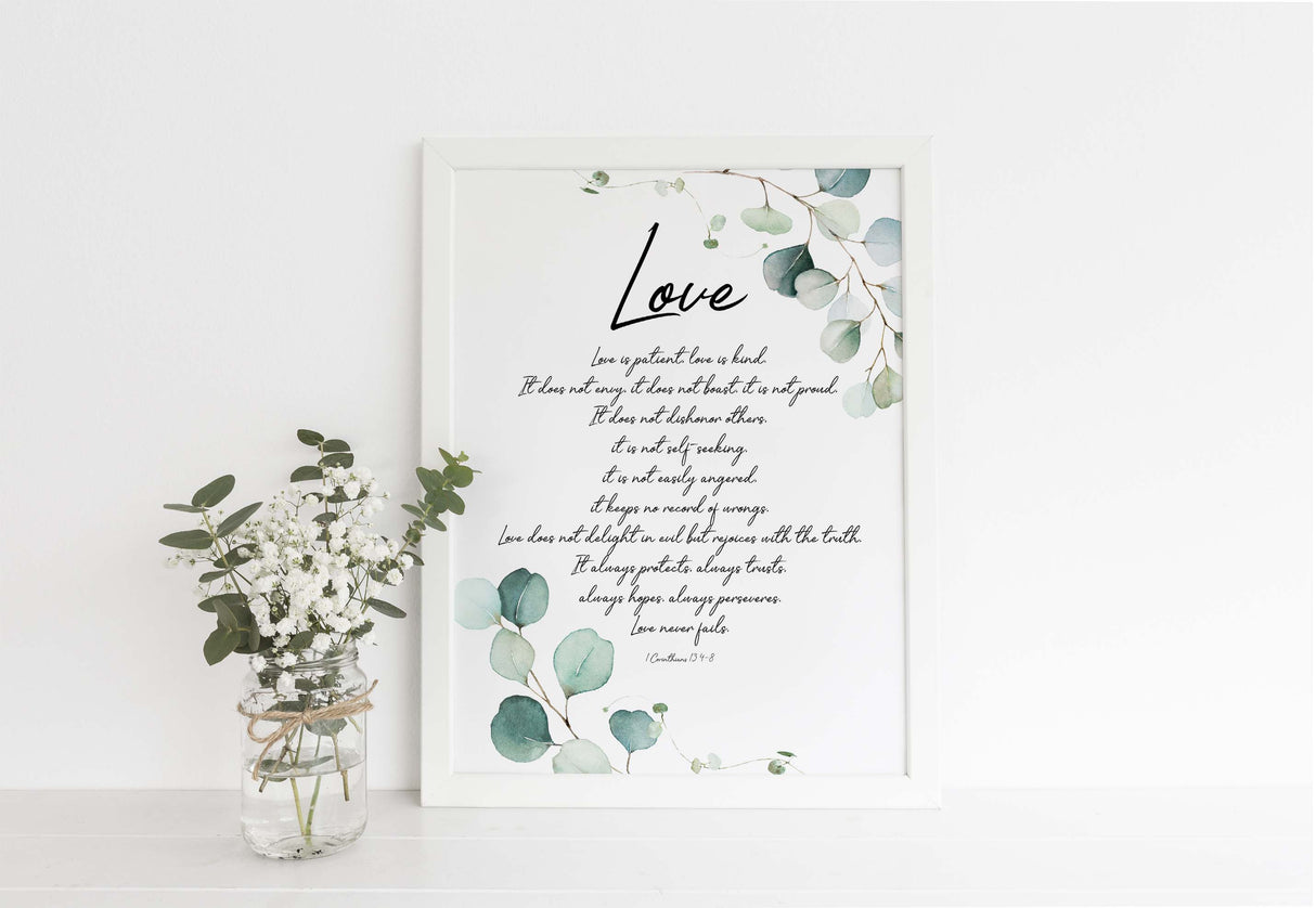 corinthians 13 print, custom corinthians 13 print, custom corinthians 13 poster, 1 corinthians 134 8 wall art, love is patient