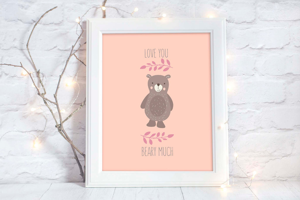 i love you beary much printable, bear nursery decor, bear nursery print, bear nursery wall art, baby bear nursery decor