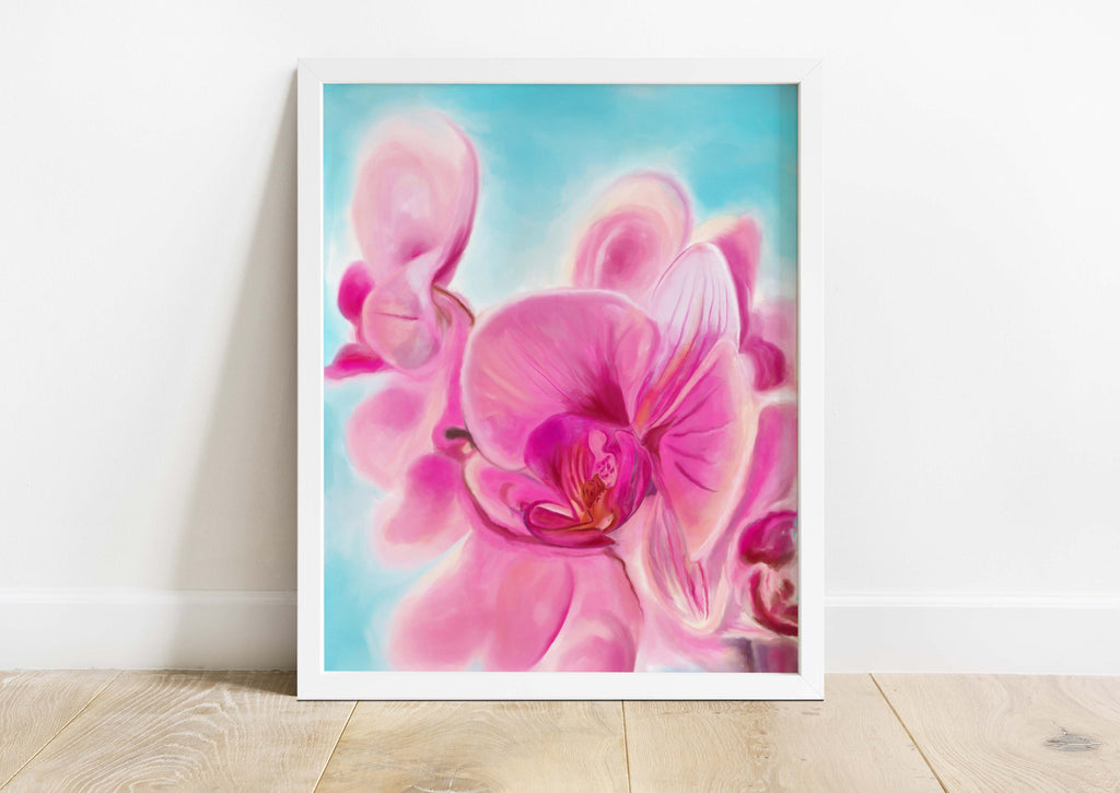 Abstract Orchid Painting Print, Pink Floral Prints Wall Art Decor, Orchid Flower Prints, Orchid Flower Wall Art, Botanical Prints