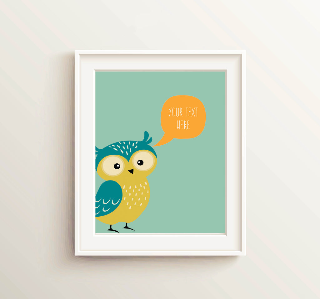 personalised nursery wall art, owl poster nursery, owl nursery pictures, owl nursery printables, Kids Name Sign