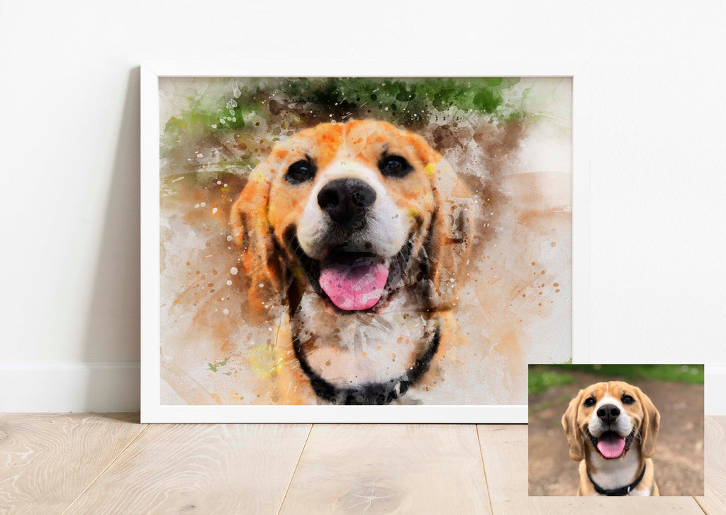 custom dog portrait, personalised dog portrait, dog portrait from photo, digital dog portrait. dog portrait gifts, dog portraits from photos 