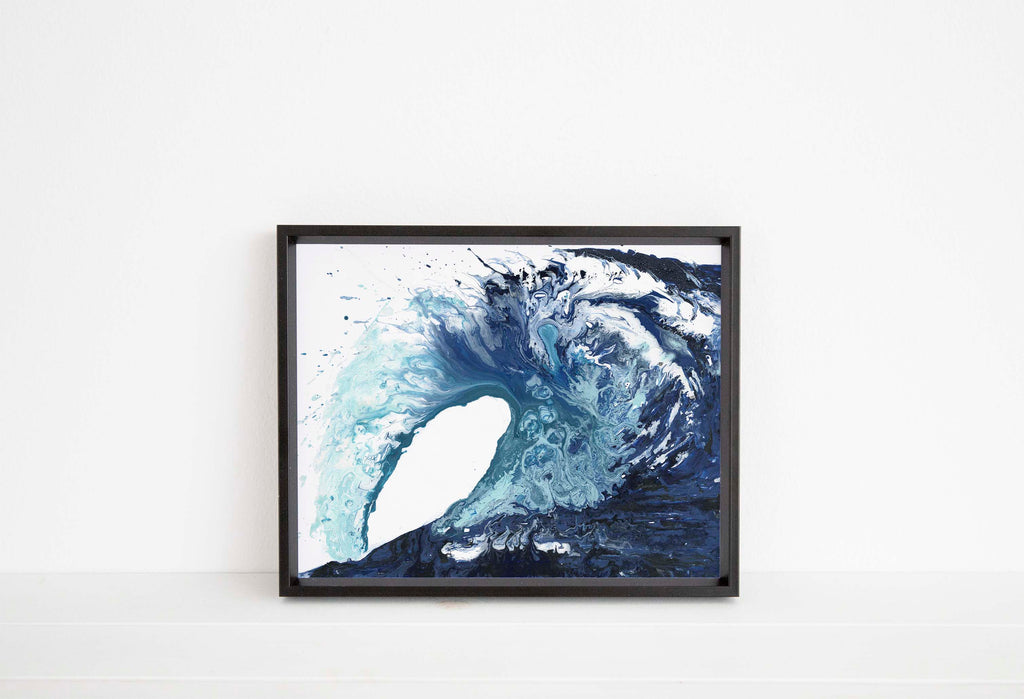 Abstract indigo wave wall decor, Blue and indigo ocean wave art, Nautical decor with indigo and blue wave print