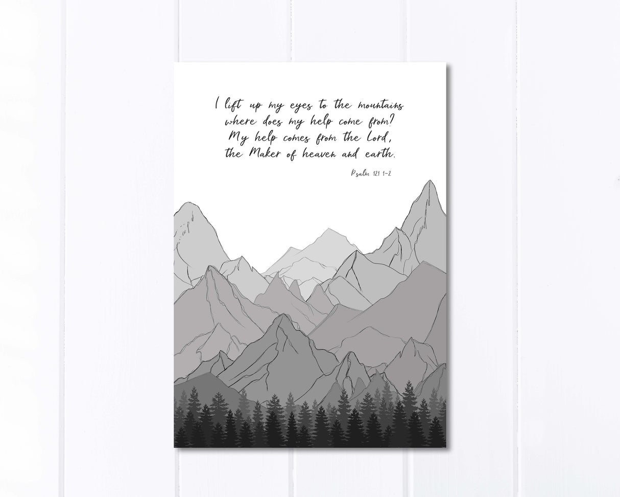 Gift For Christian Men, Grey Scripture Poster, custom quote print, custom quote wall art, christian mountain wall art,