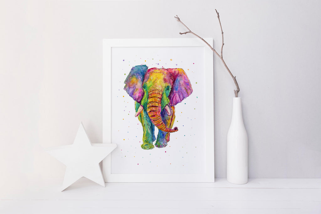 elephant prints uk, elephant print art, bright elephant print, bright elephant picture, bright elephant poster art