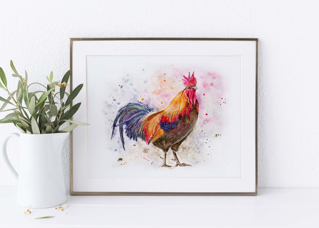 Rooster Wall Art for Kitchen, Chicken Print, Cockerel Picture Watercolor, watercolor rooster paintings, watercolour art