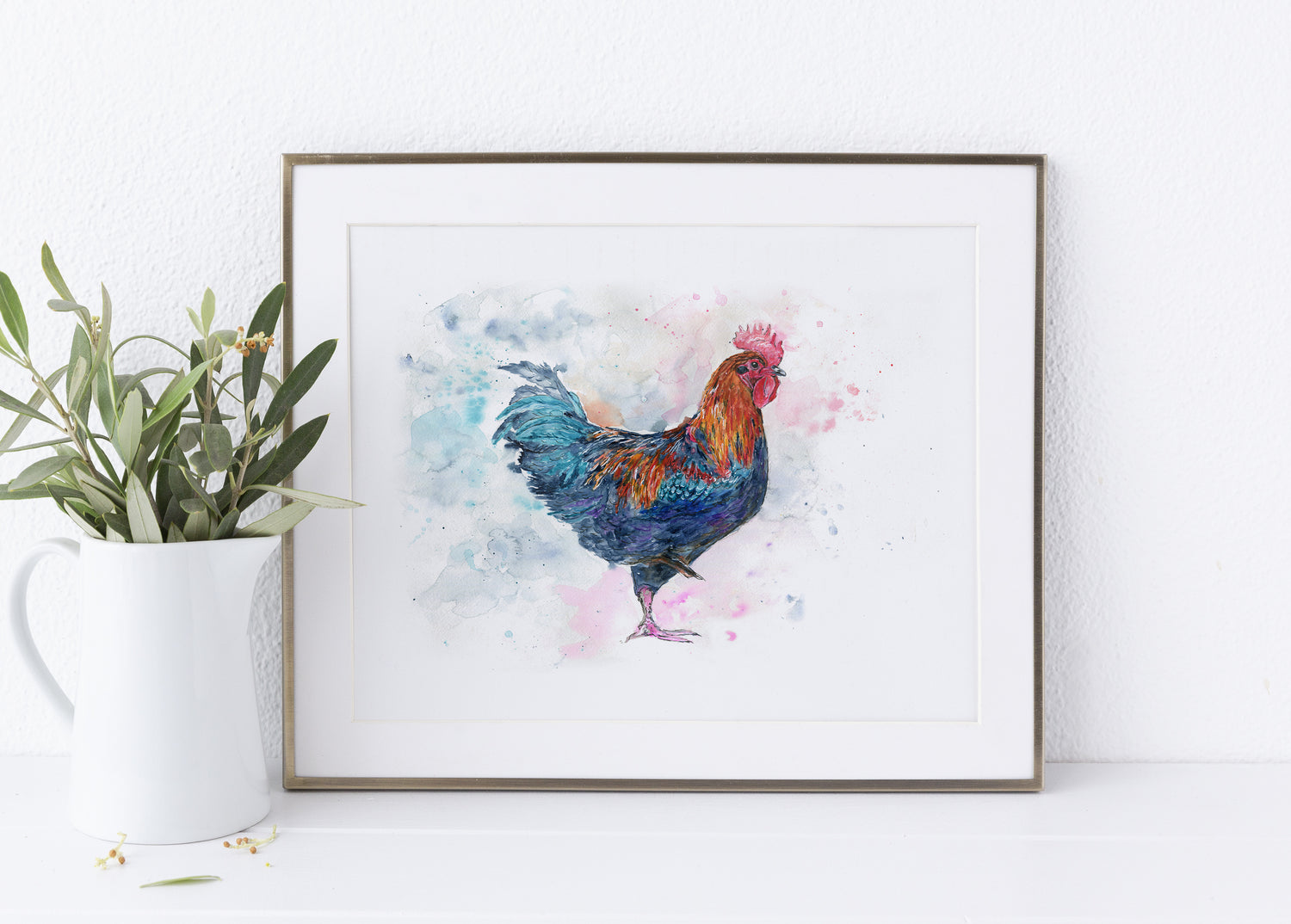 country wall art, chicken art, farmhouse art, farm art, watercolor rooster, kitchen wall art, chicken artwork, barn art