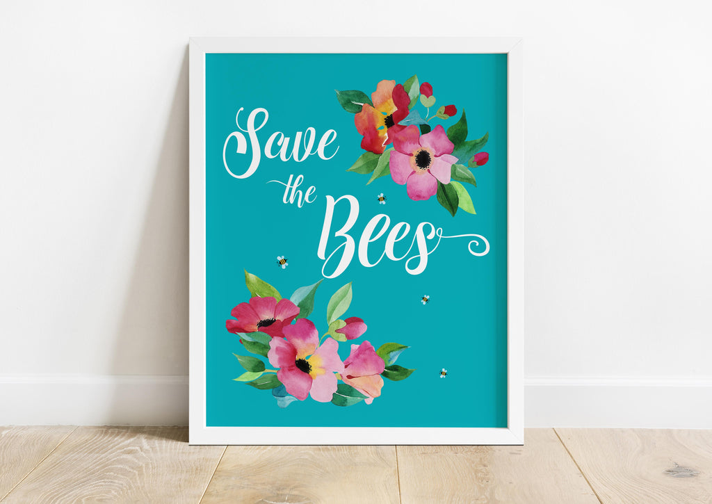 Save the Bees Poster, Bee Wall Art, Bee Wall Decor, Climate Change