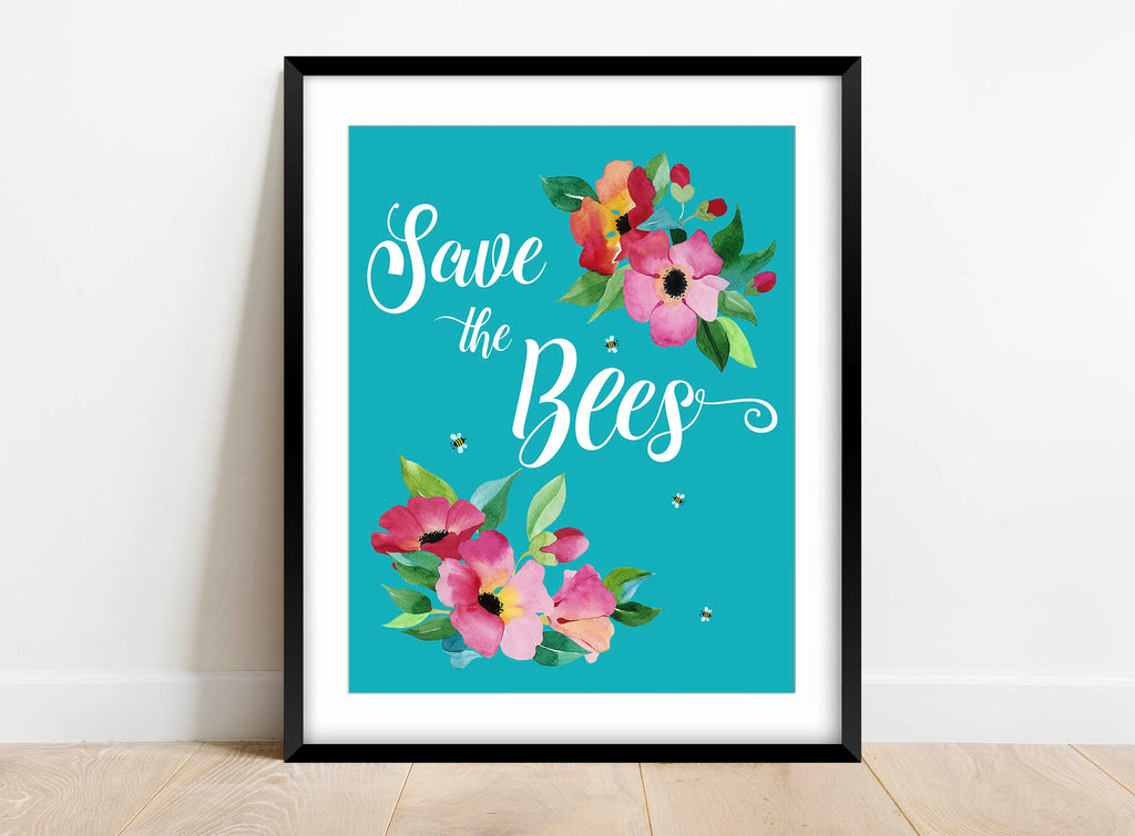 save the bees wall art, save the bees print, save the bees poster, climate change print