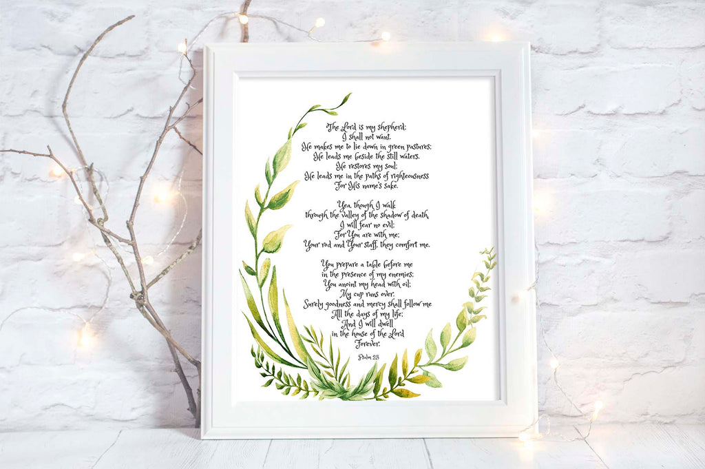 Psalm 23 Printable Art, Psalm 23, Bible printables, my cup is, bible verse wal art print, bible verses for encouragement