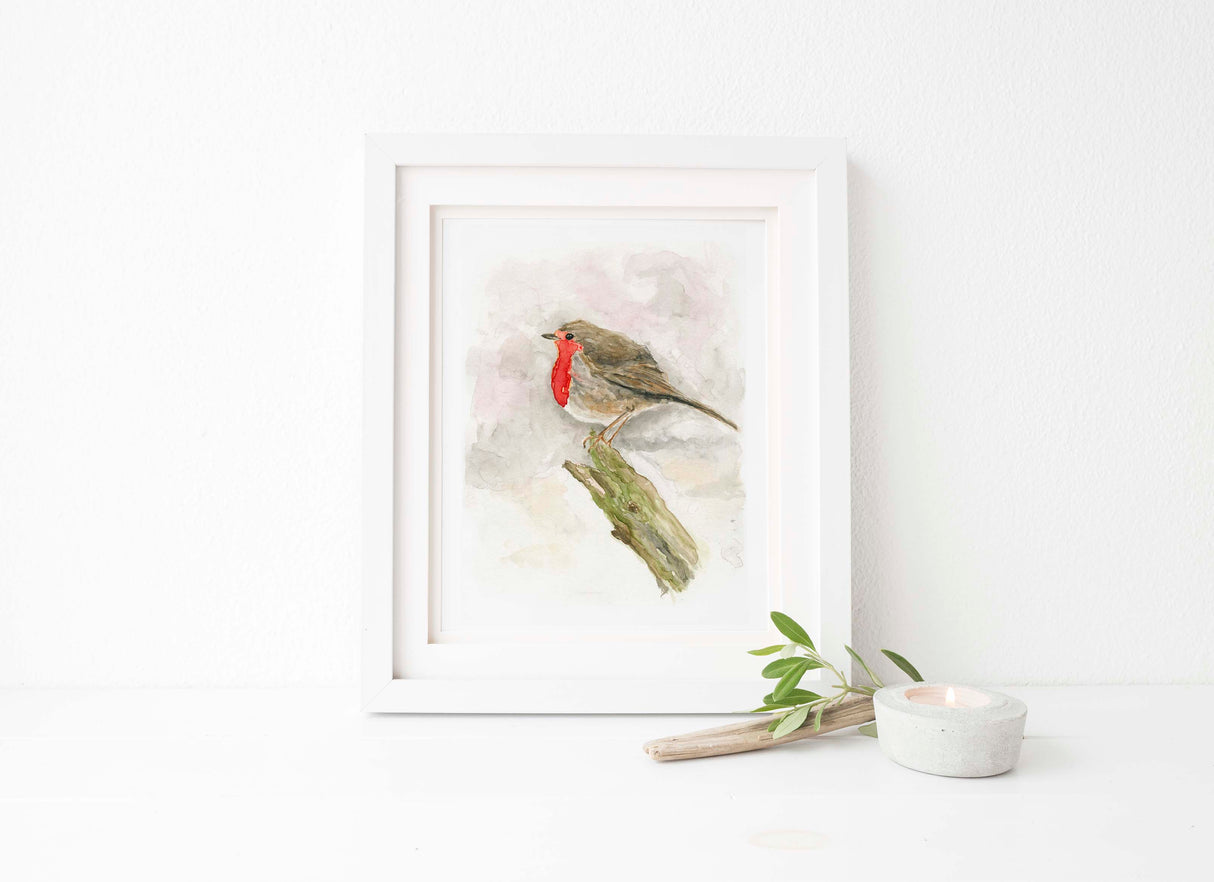 Animal Watercolour Artists UK, Robin Watercolour Wall Art, Robin Watercolour Pictures, Robin Bird Art, Robin Artwork